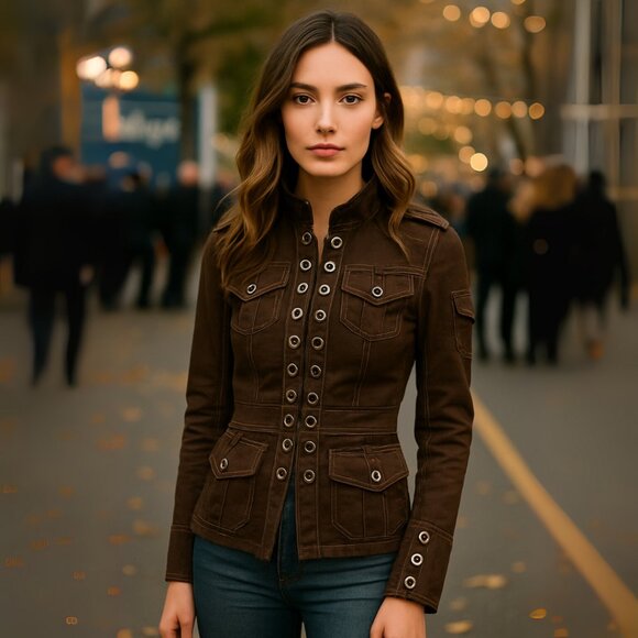 Twill Twenty Two Jackets & Blazers - Twill Twenty Two Vintage Brown Utility-Style Jacket, Size Medium